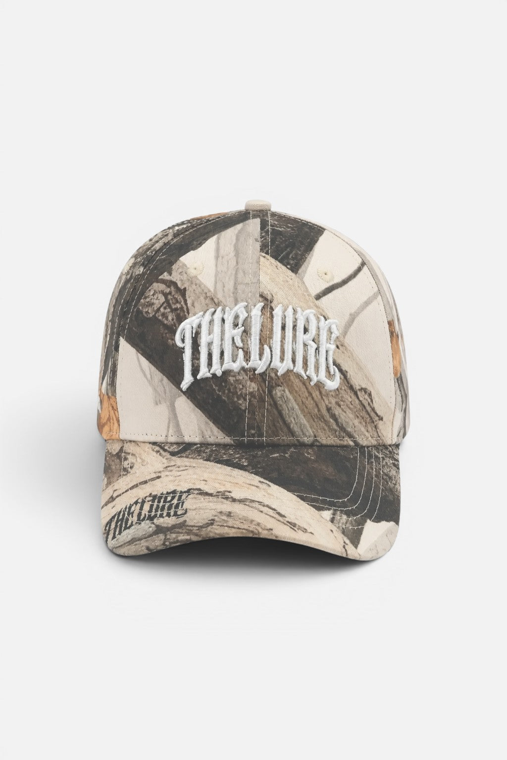 thelureclothing Camo Tree Baseball Cap aus Baumwolle mit weißer 3D-Stickerei und individuellem Wald-Tarnmuster