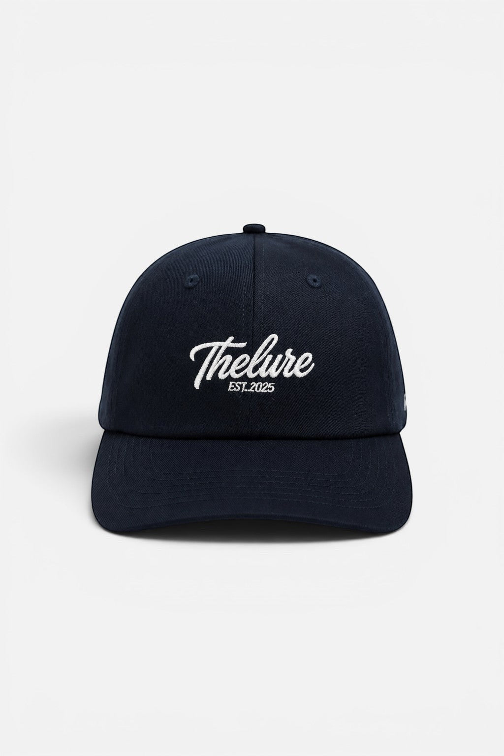 thelureclothing Club Dad Cap in Dunkelblau aus Baumwolle mit weißer 3D-Stickerei auf der Vorderseite