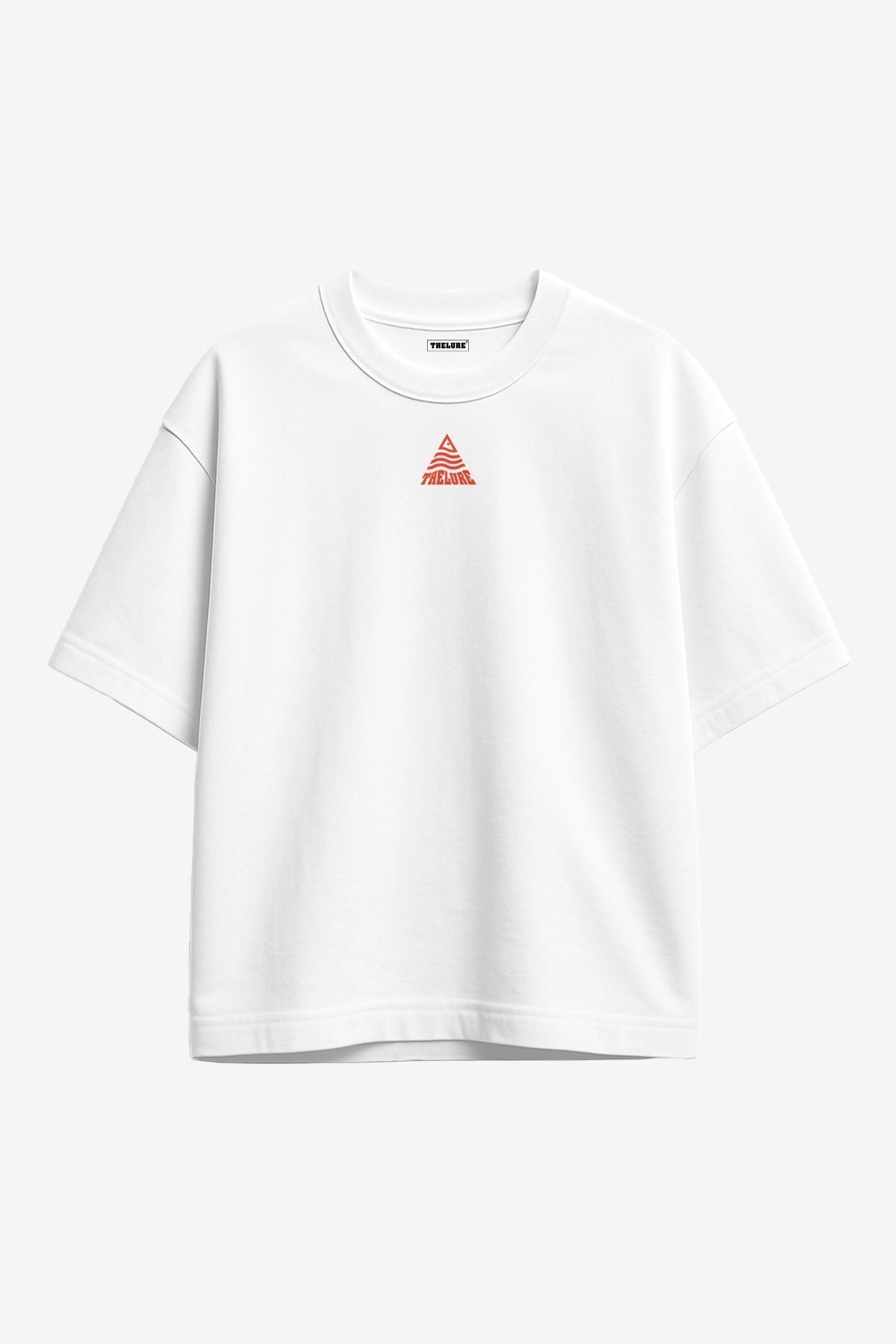 thelureclothing Urban Essential T-Shirt in Weiss aus Heavy Cotton mit rotem Logo-Print auf der Brust im Oversize-Fit
